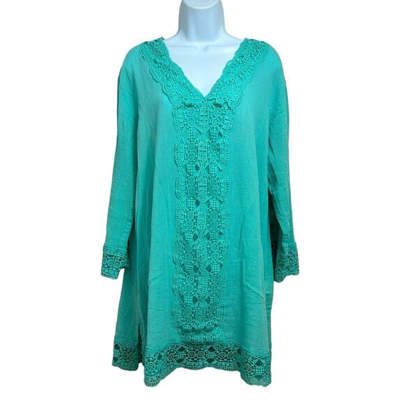 Isaac Mizrahi Daisy Swim Cover Up Women's Sz Large Beach Summer 3/4 Sleeve - Picture 1 of 8